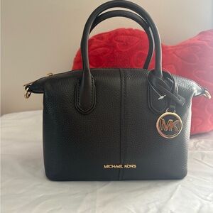 Michael Kors Black Satchel with Gold Accents